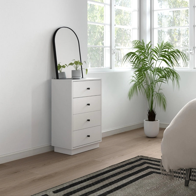 Cassettiera moderna a 4 cassetti in legno bianco 47 x 29 x 75 cm