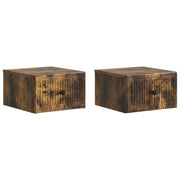 Mobiletto da notte a muro 2 pcs Rovere Fumo 33 x 34,5 x 20 cm