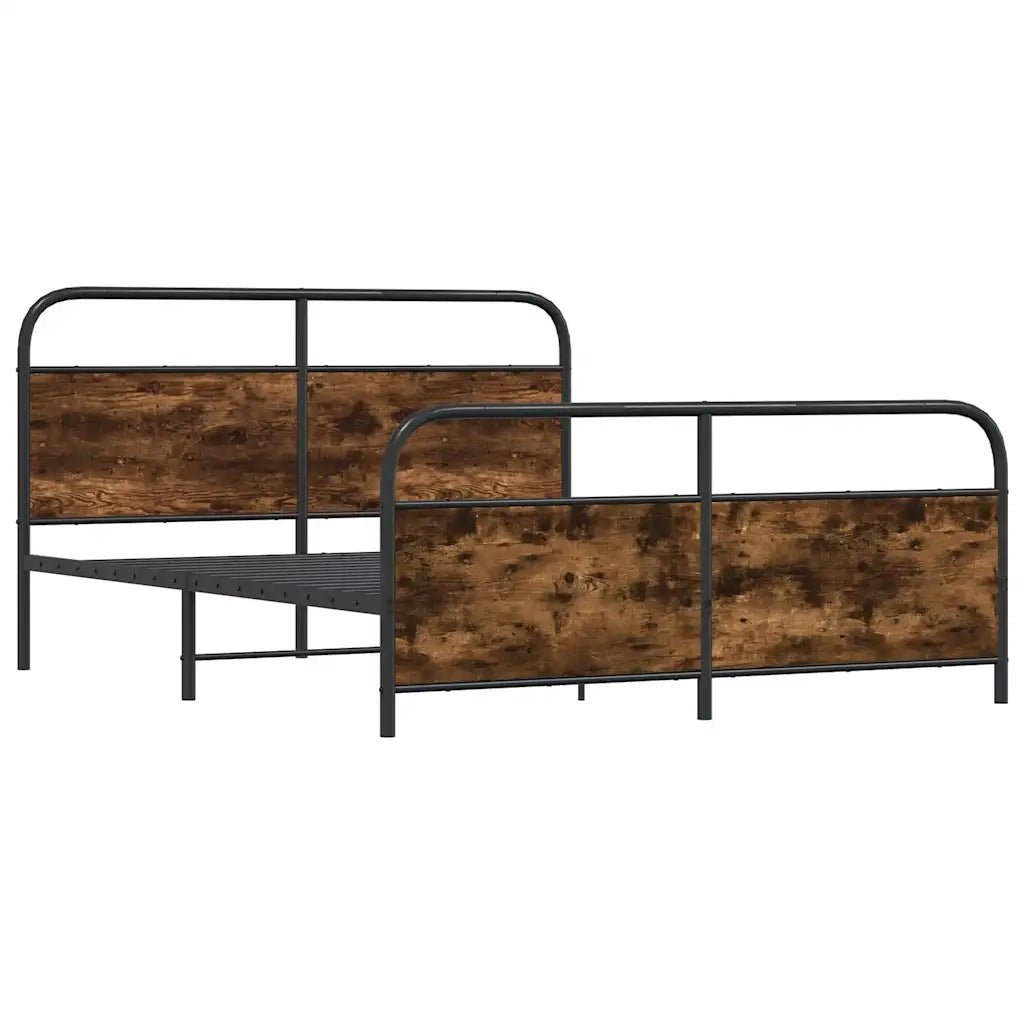 vidaXL Giroletto senza Materaso in Metallo Rovere Fumo 150x200 cm