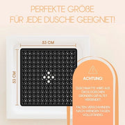 Douchemat antiscivolo 53 x 53 cm con 2 ganci disegno a scacchi per vasca da bagno - BPA-free, resistente ai funghi e lavabile in antracite