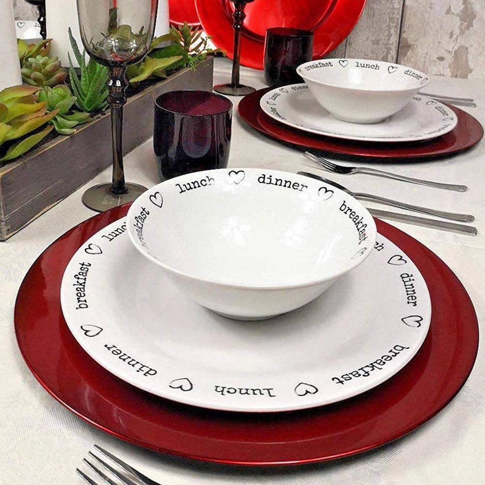 Trade Shop - 6 X Sottopiatti Natalizi In Plastica 33cm Decorazioni Natale Per La Tavola Rosso -