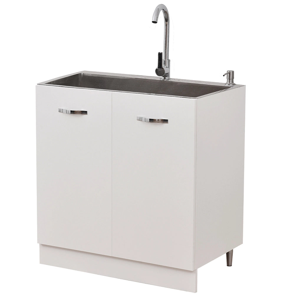 Mobile Cucina Sottolavello Componibile in Legno Colore Bianco con 2 Ante 80cm