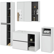 Set di mobili da bagno sospesi VAMI in Bianco con interno Grigio Grafite con fori per lavabo da appoggio
