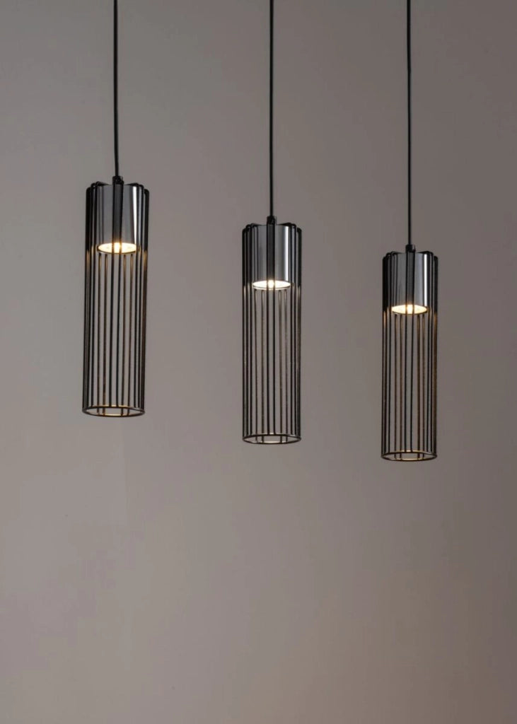 Lampada sospensione industriale nero/argento Fobia 3xGU10 Sigma