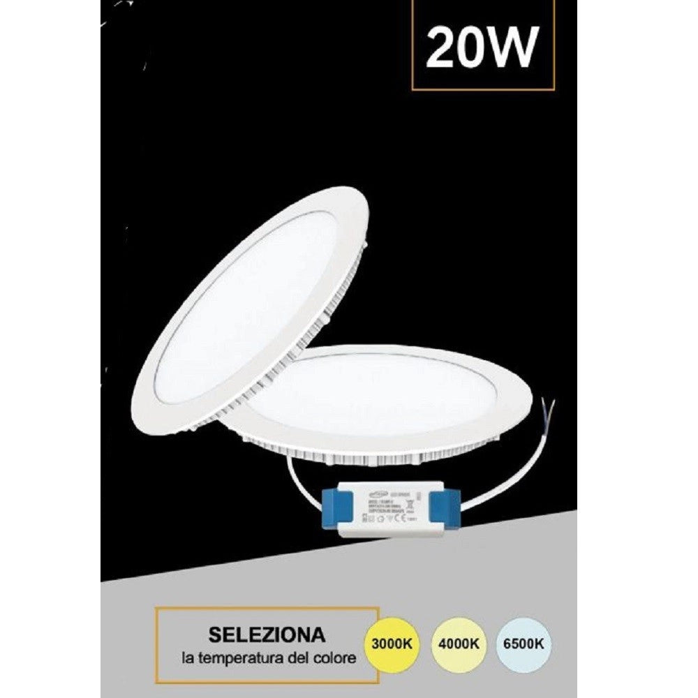 Trade Shop - Pannello Led Incasso Rotondo Slim Plafoniera 20w 3 Colorazione Di Luce P225a-t3c -