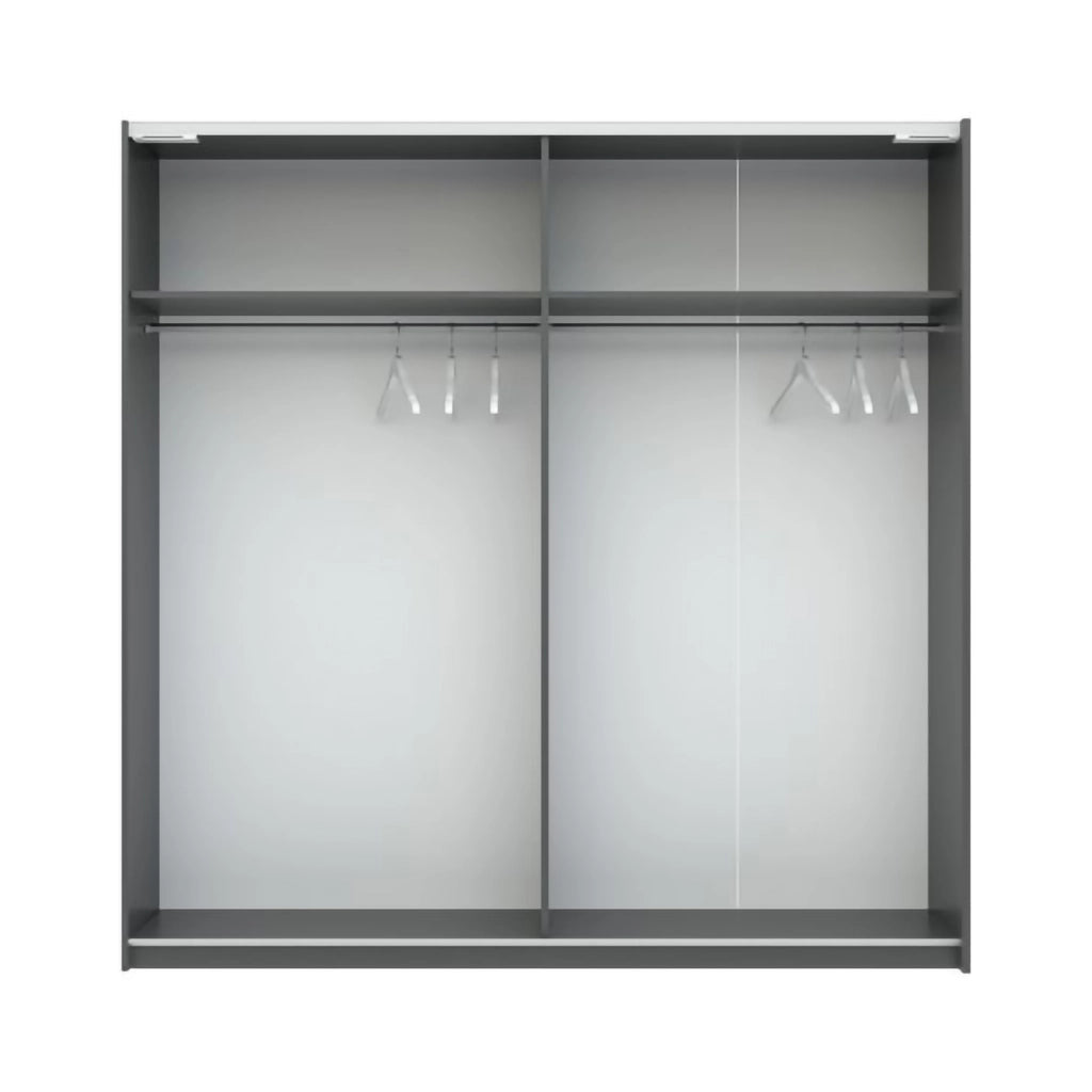 Armadio Camera da Letto Nalika, Guardaroba 2 Ante 2 Ripiani, 200x204h cm Nero Antracite