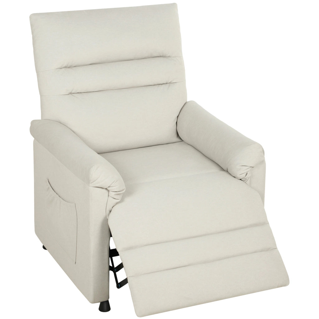Poltrona Relax Massaggiante Elettrica Reclinabile con Poggiapiedi ¨C Minimal ¨C Cr¨¨ma 82x99x106cm