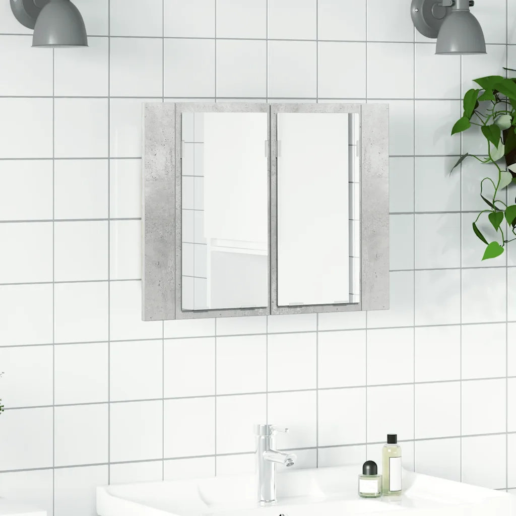Armadietto a Specchio | Armadio da bagno con Luci LED Grigio Cemento in Acrilico