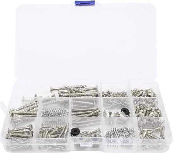 Kit di riparazione per chitarra elettrica a vite - Kit di strumenti di riparazione per chitarra metallica - Varie misure - Con viti, anelli e molle - Ferri di riparazione - Argento.