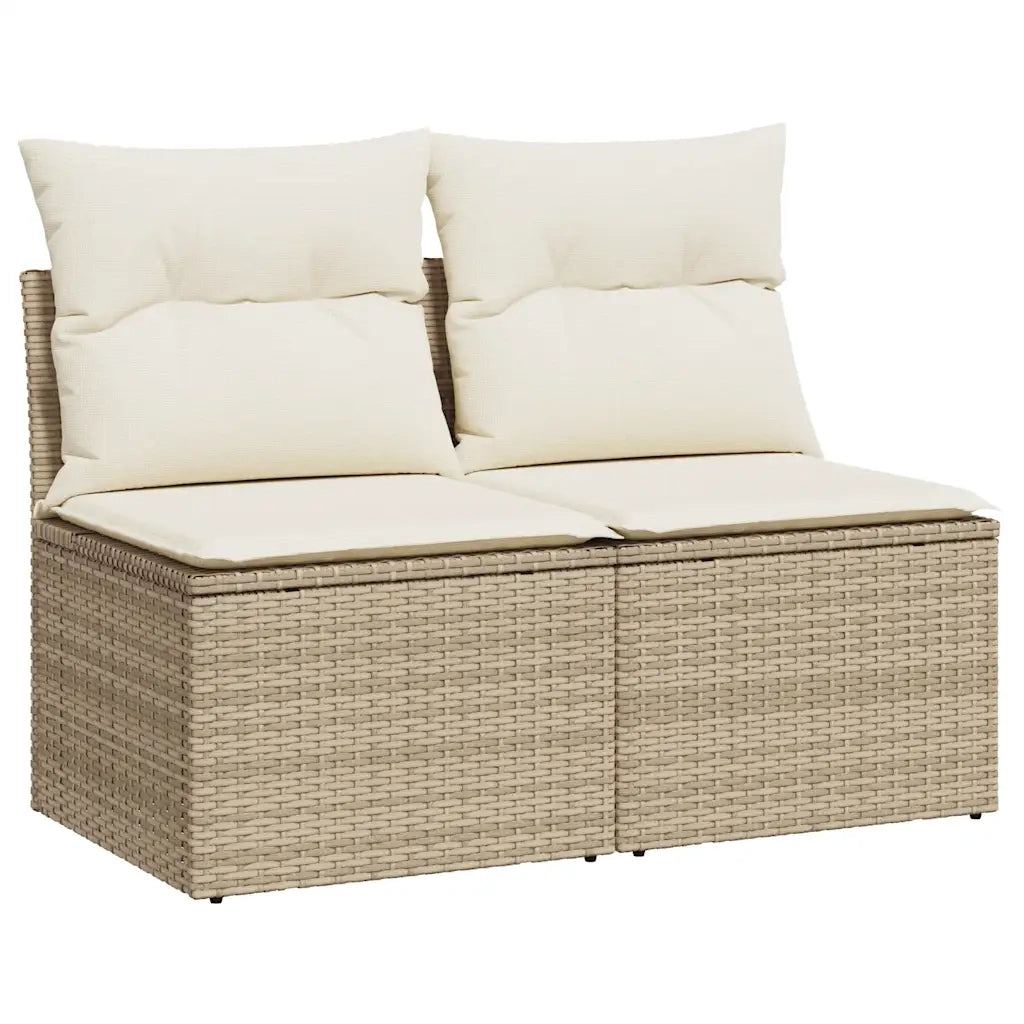 Set Divano da Giardino 2 pz con Cuscini Beige Polyrattan Acacia 3325234