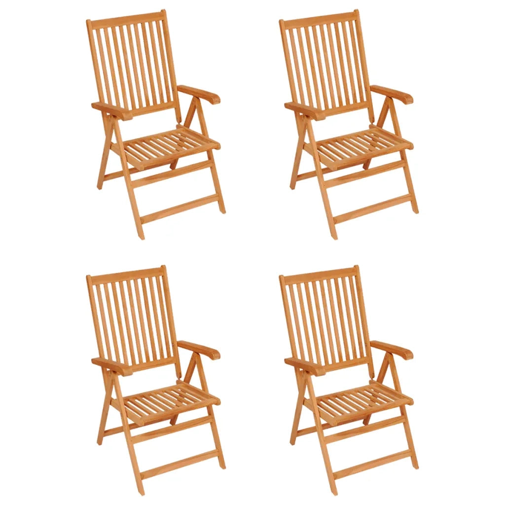 Sedie Giardino 4 pz e Cuscini Grigi a Quadri Massello di Teak 3065544