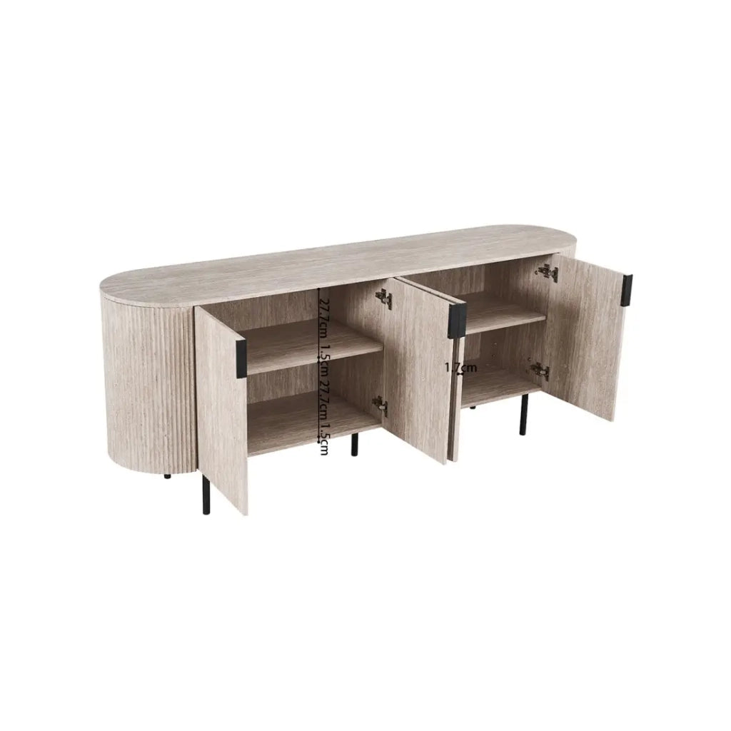 Buffet VAGOS – Coloris rovere chiaro – 4 porte – 200 cm – Grande credenza moderna – Pratico contenitore