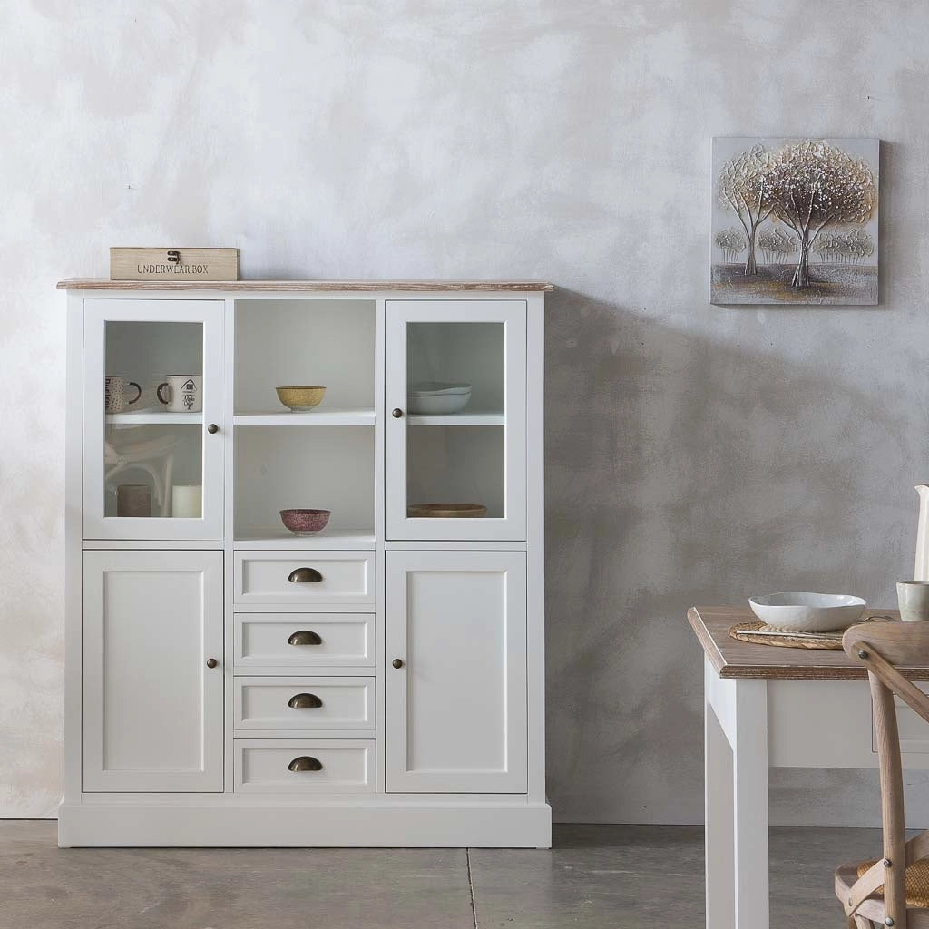 Vetrina in legno bianco 115x35x130,5h