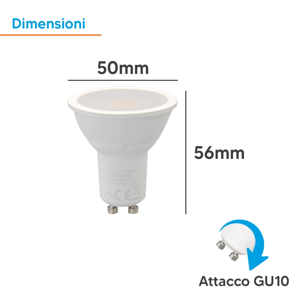 Fsl lampadina smart led gu10 dimmerabile 6w luce cct compatibile con app bluetooth