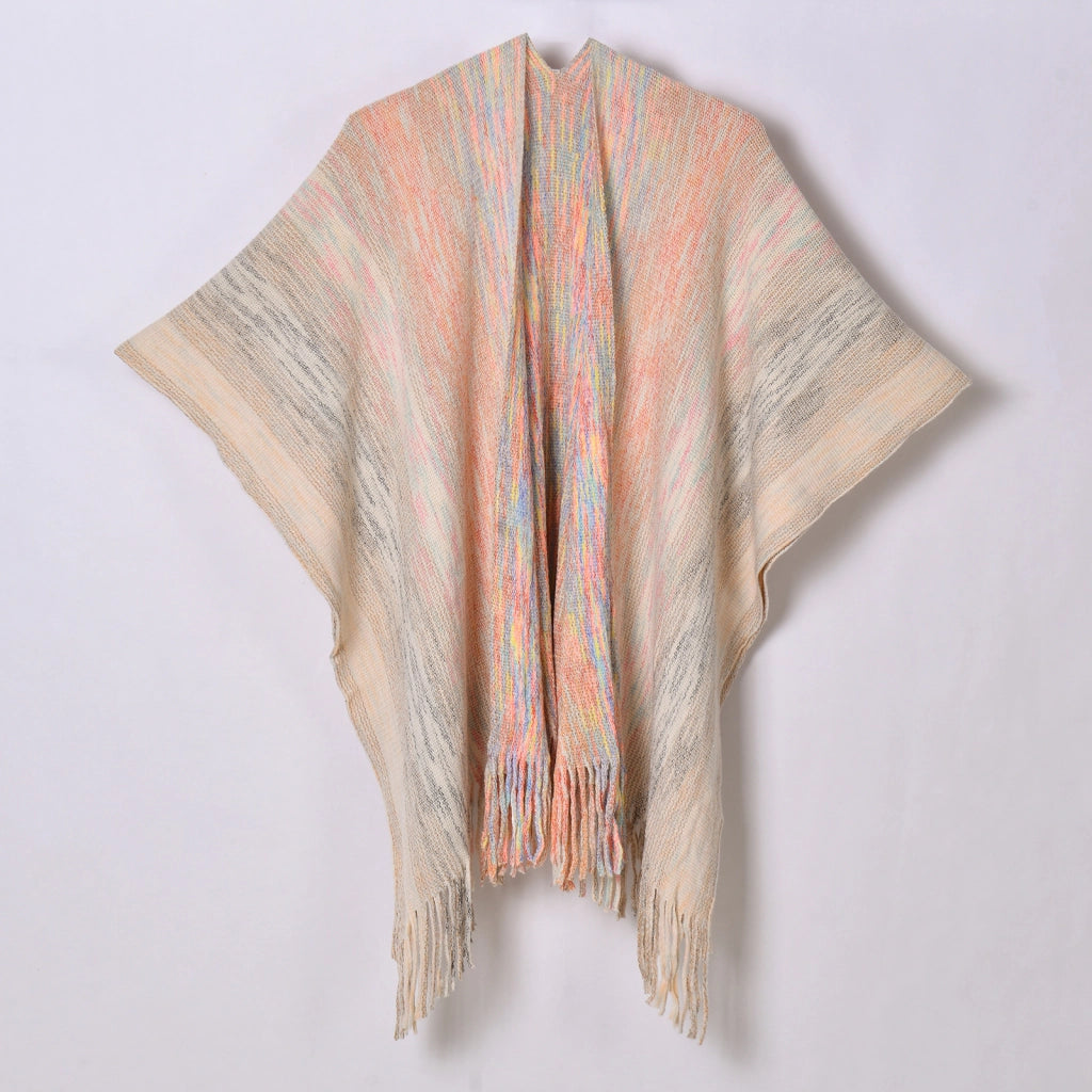 Cardigan/mantellina da donna con spacco e frange