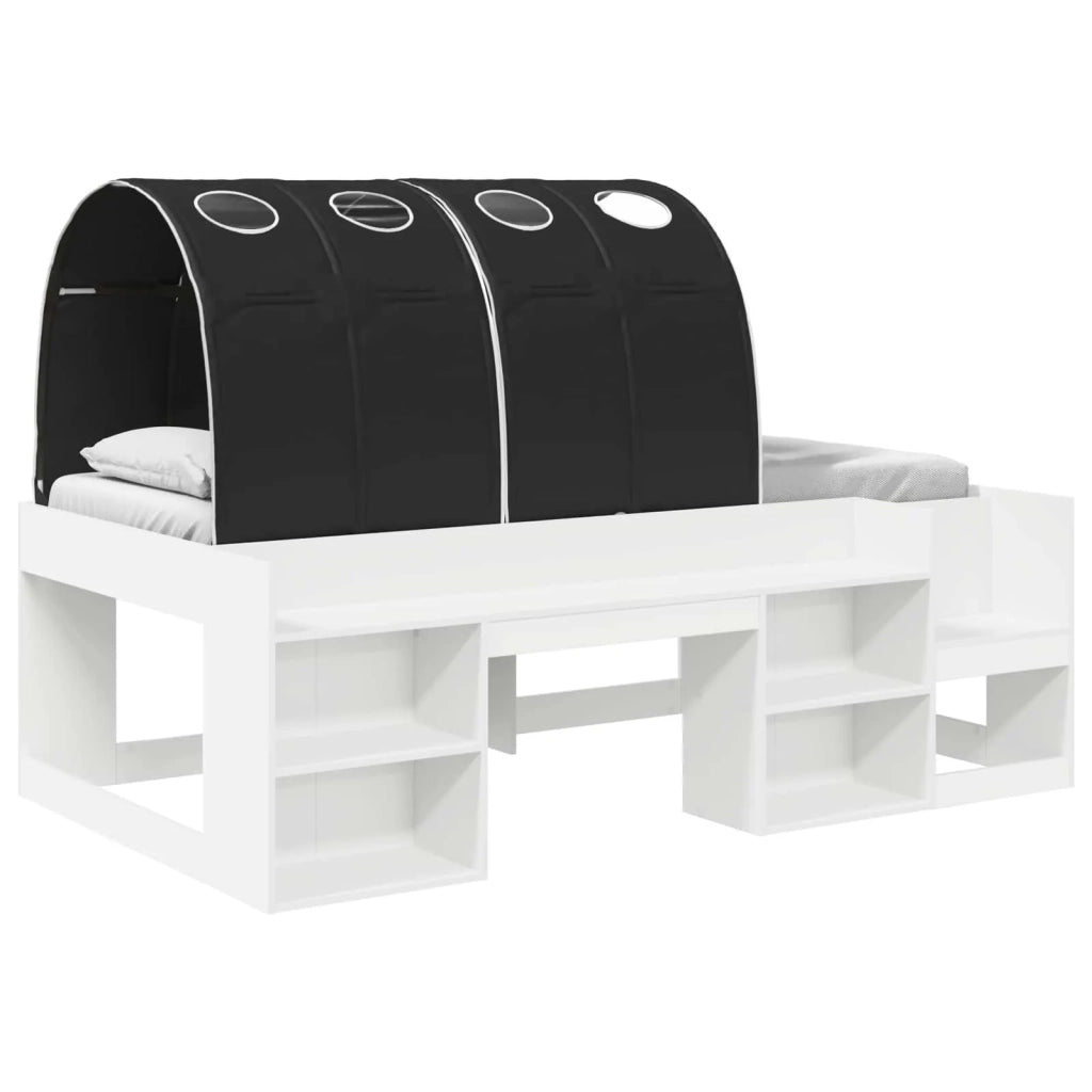 Letto con Tunnel 3 pcs Bianco e Nero Legno ingegnerizzato