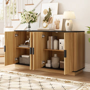 Credenza moderna in legno naturale con ante ondulate