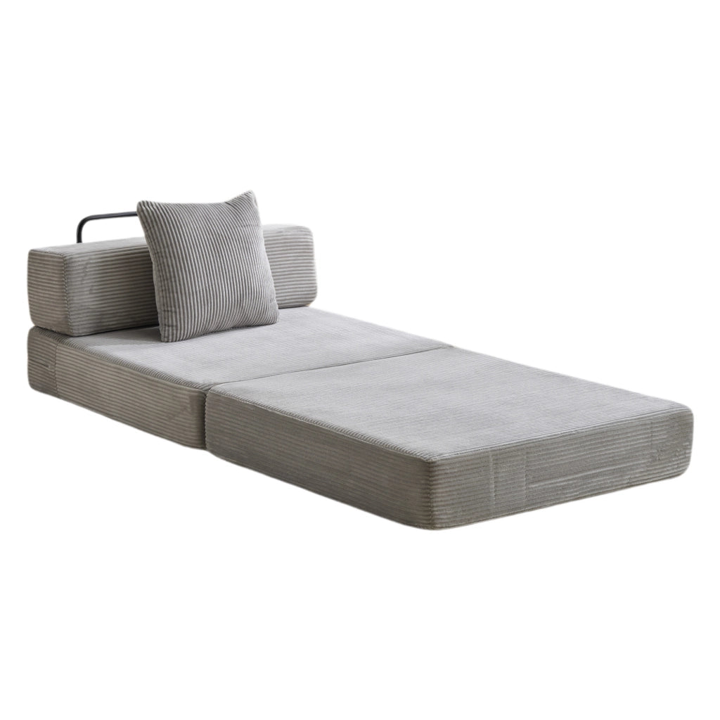 DIVANO LETTO Pieghevole in velluto a coste Grigio chiaro