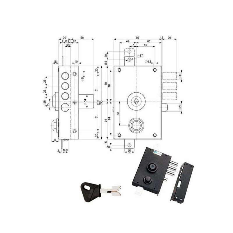 Serratura Sic.Triplice Dx Pompa 30030 Mottura