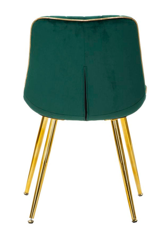 Set 2 Sedie Imbottite 51x59x79 cm in Poliestere Paris Verde e Oro