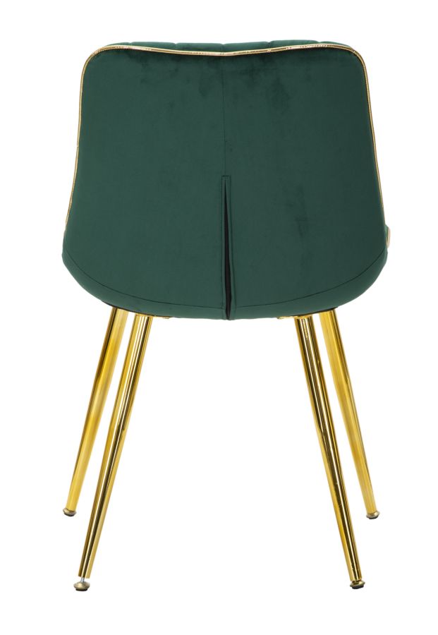Set 2 Sedie Imbottite 51x59x79 cm in Poliestere Paris Verde e Oro