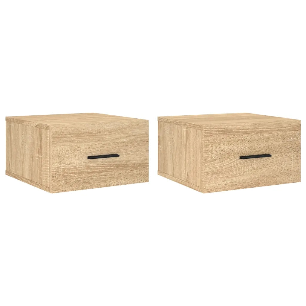 Set di 2 Comodini | Armadio da Notte | Mobiletto da notte a Muro Rovere Sonoma 35x35x20 cm