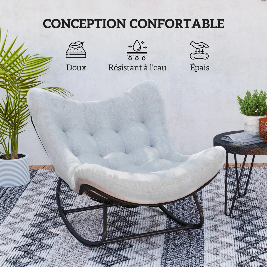 Poltrona dondolo a uovo per giardino con cuscino ¨C zephmum ¨C grigio 98x111x74 cm