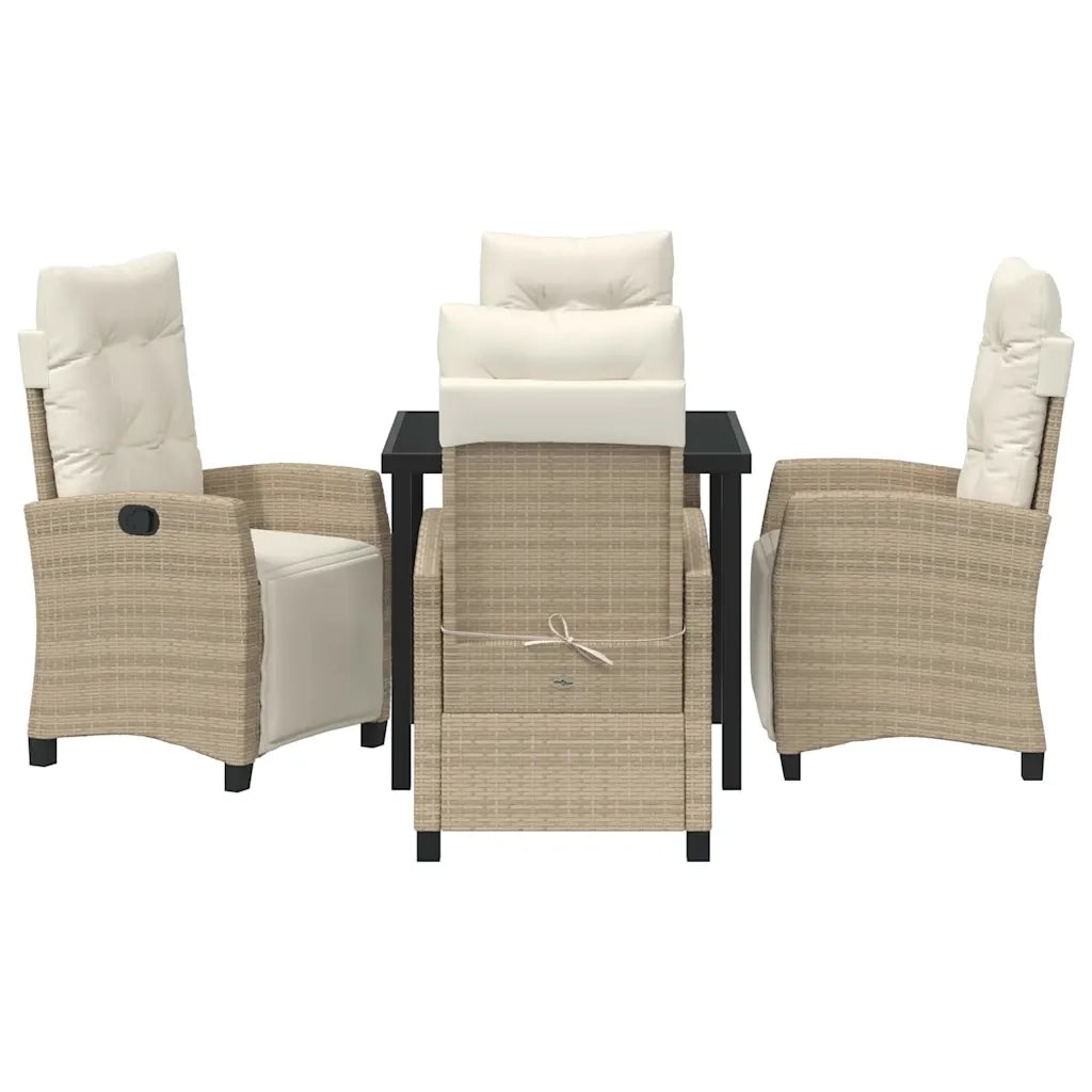 Set da Pranzo per Giardino con cuscino 5 pcs Beige polyrattan 3380443