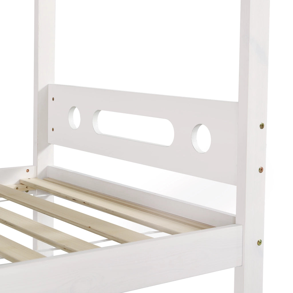 LETTO a castello 90x200 cm Bianco/Naturale in legno massello e MDF