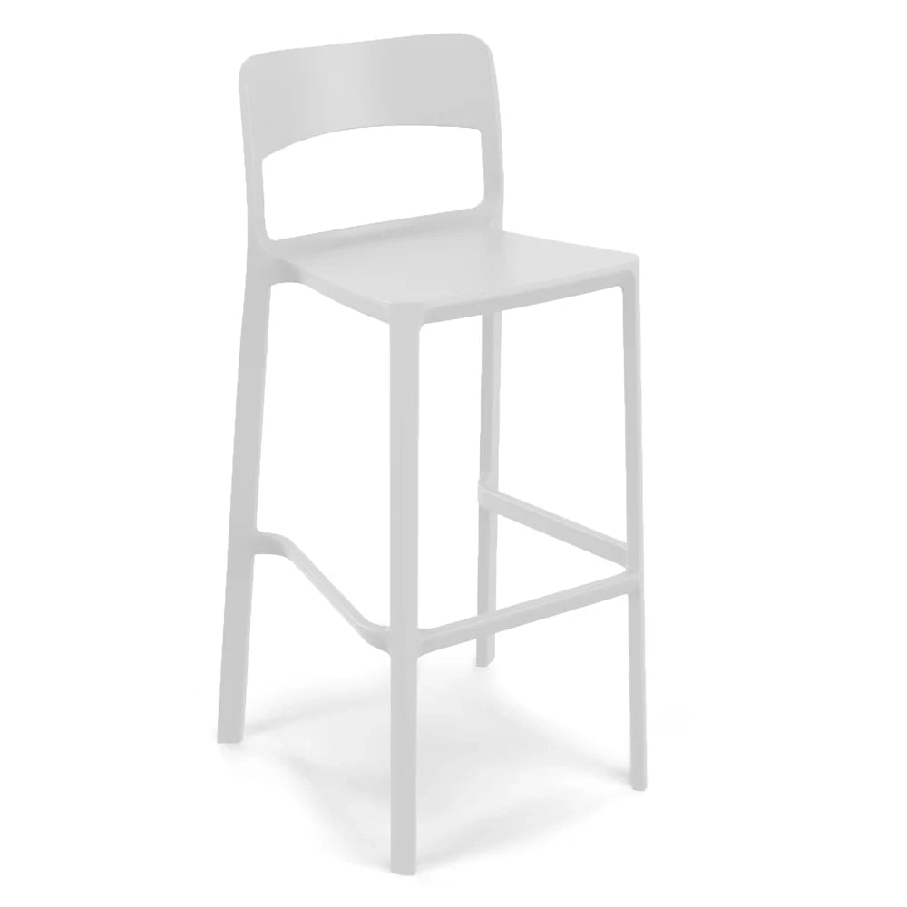 Set 4 sgabelli in polipropilene STIL altezza seduta 65cm, impilabile, idrorepellente, resistente ai raggi UV, design moderno e innovativo, ideale per la cucina, la veranda o giardino colore Ghisa