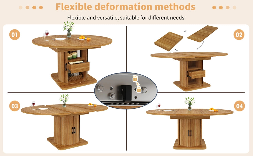Tavolo da Pranzo Allungabile con 4 Sedie e Cassetto ¨C MINIMAL ¨C Legno Scuro, Set 5 Pezzi per 4-6 Persone