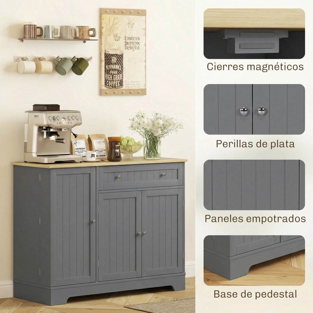Armadio Cucina con Ripiani Aggiustabili ¨C zephmum ¨C Grigio 105x40x83 cm
