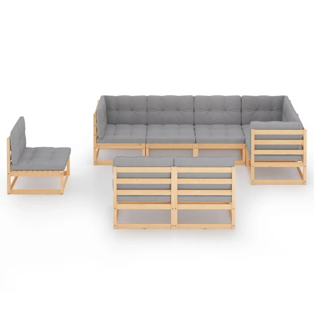 Set Salotto Giardino 8 pz Cuscini Antracite Legno Massello Pino 3076674