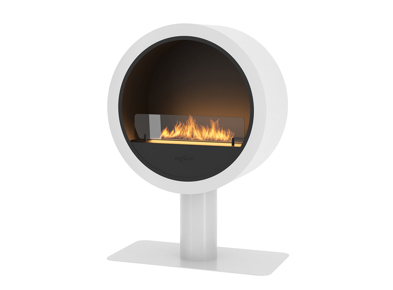 Camino a Bioetanolo da Pavimento 72,5x100x37,5 cm Incyrcle Stand Bianco con Vetro