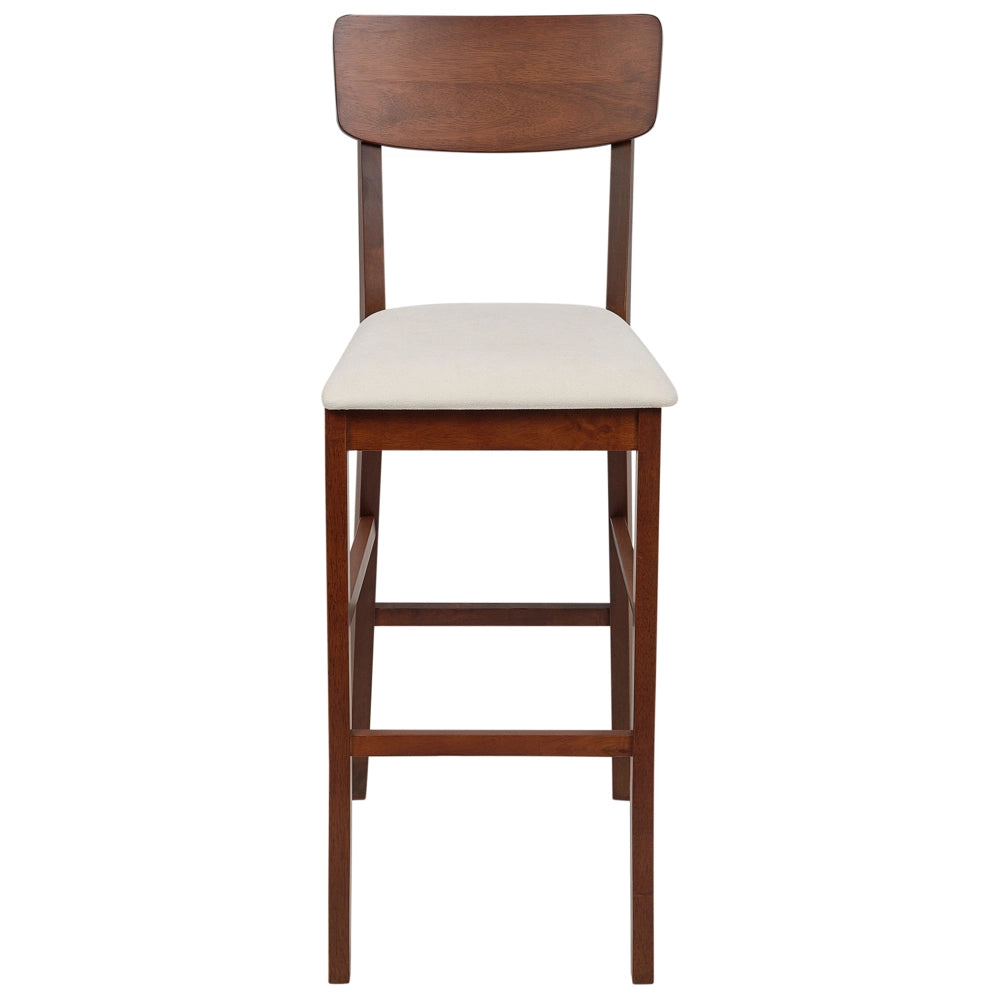 Set di 2 sedie da bar con seduta imbottita in legno scuro beige chiaro chic elegante