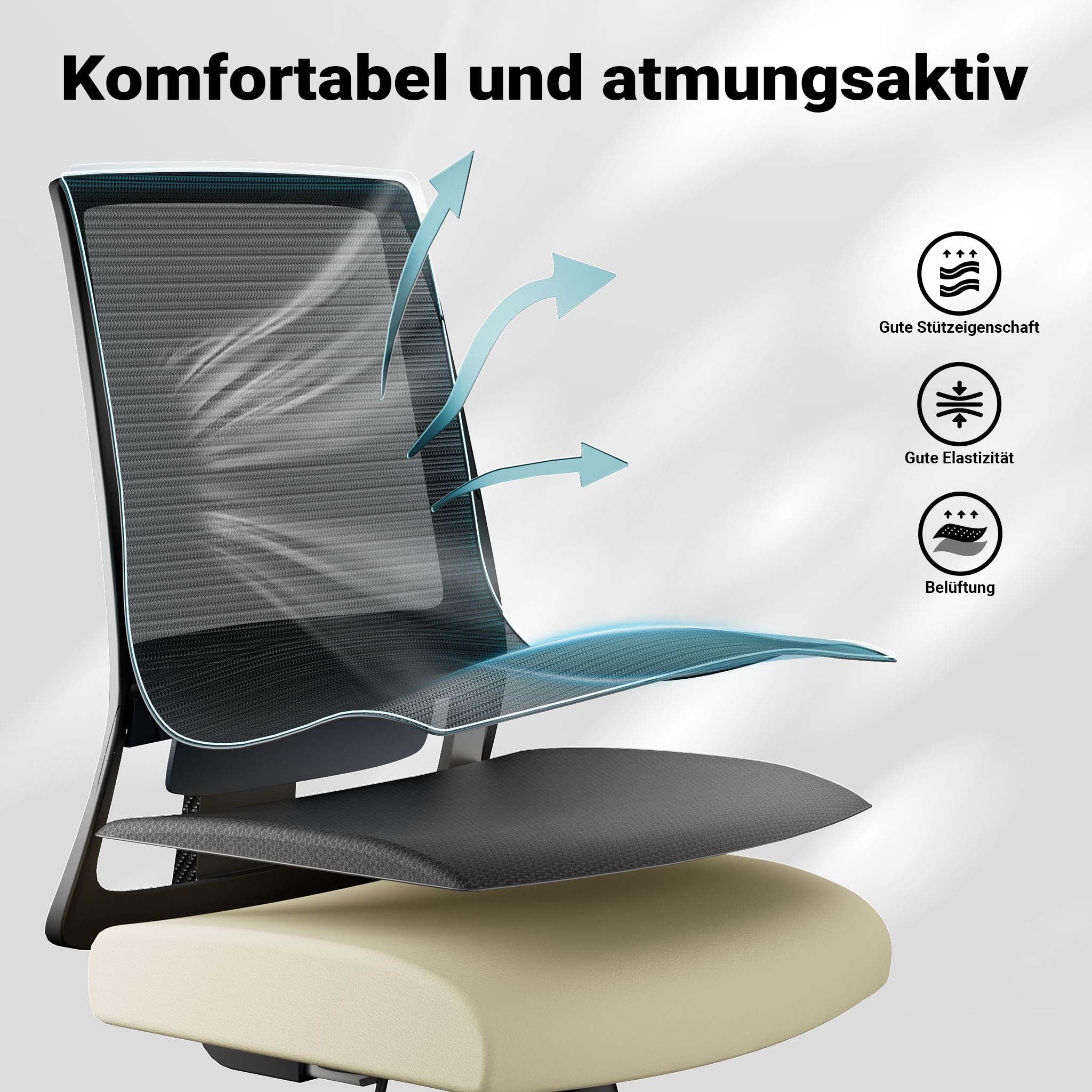 Sedia da ufficio ergonomica con supporto lombare, regolabile in altezza, schienale traspirante, max 120 kg