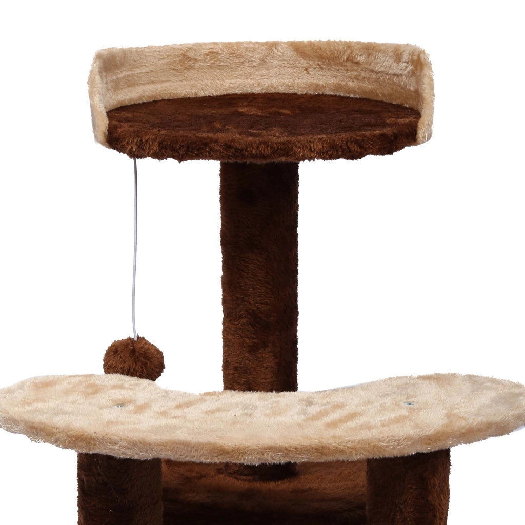 Albero tiragraffi 67 cm marrone/bianco Con sisal, piattaforma, nicchia e pallina