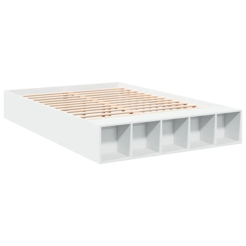 Letto matrimoniale | Letto per adulti | Giroletto Bianco 150x200 cm in Legno Multistrato