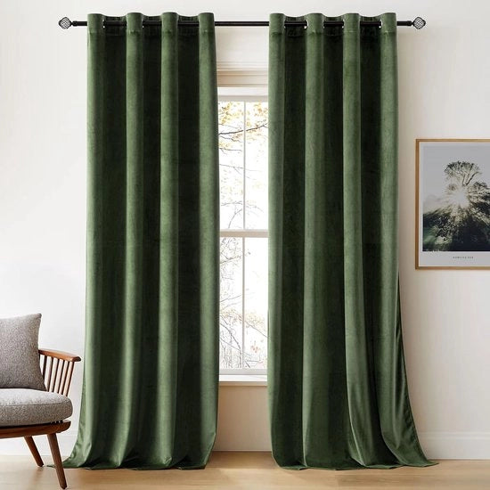 Gordini di velluto - oscuranti - set da 2 - verde matcha - 140 x 245 cm