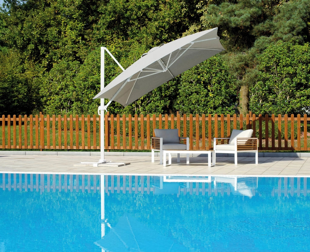 Cheonda - Ombrellone California 3X3 bianco Telo Spuncrylic  Grigio Greenwood