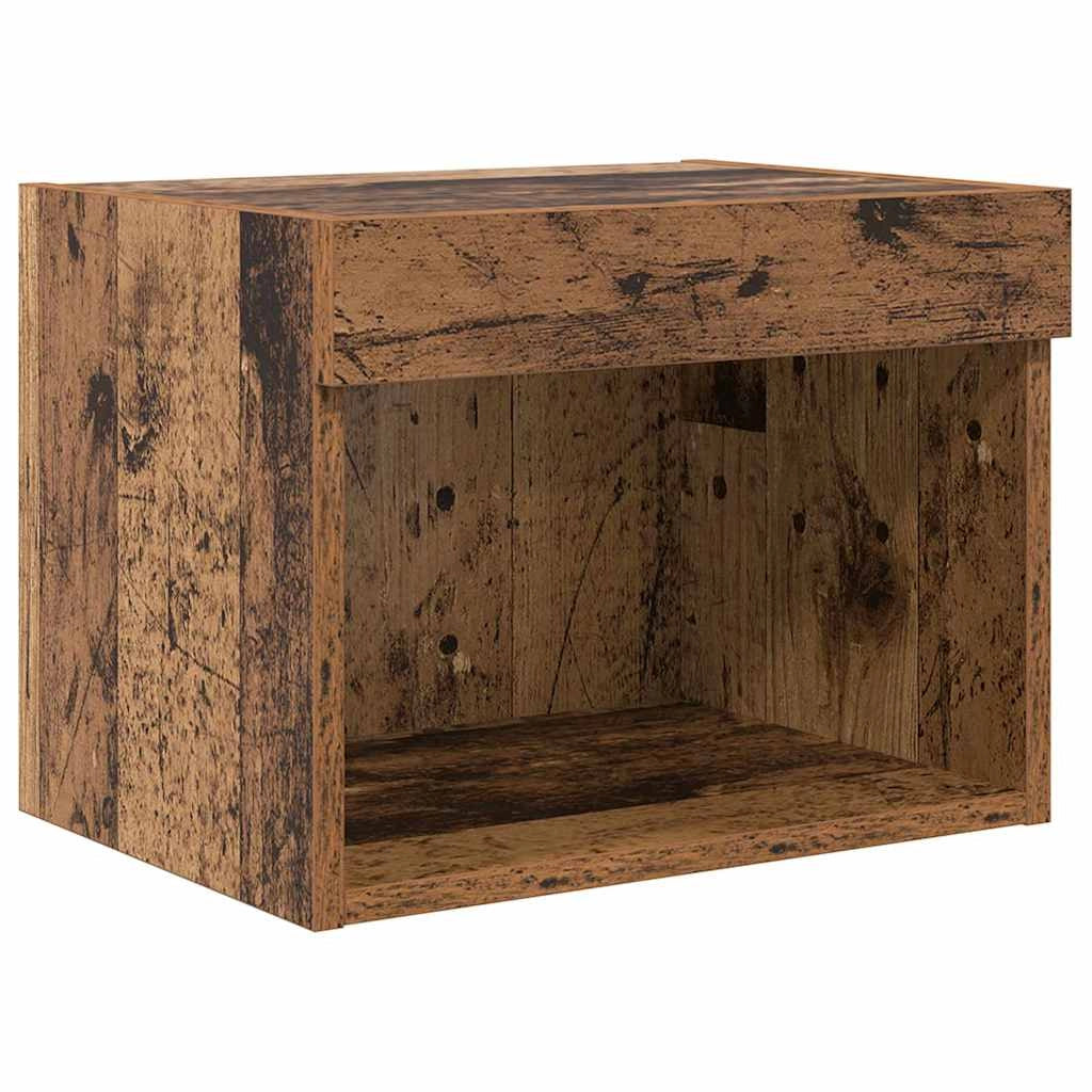 Mobile TV moderno rettangolare da parete 60 x 30 x 30 cm pratico con ripiani in vetro stile minimalista realizzato in legno di truciolato di rovere nero 02_0056085