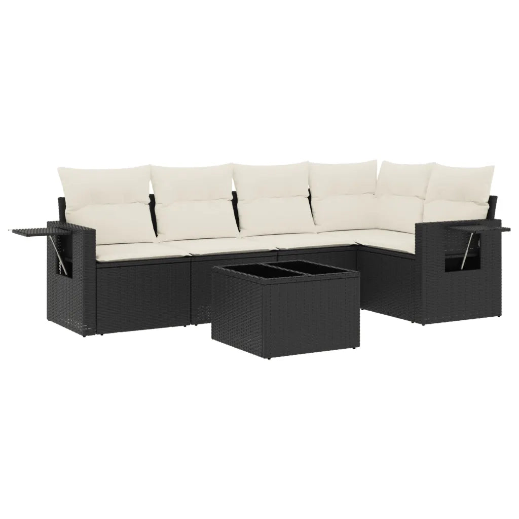 Set Divano da Giardino 6 pz con Cuscini Nero in Polyrattan 3220135