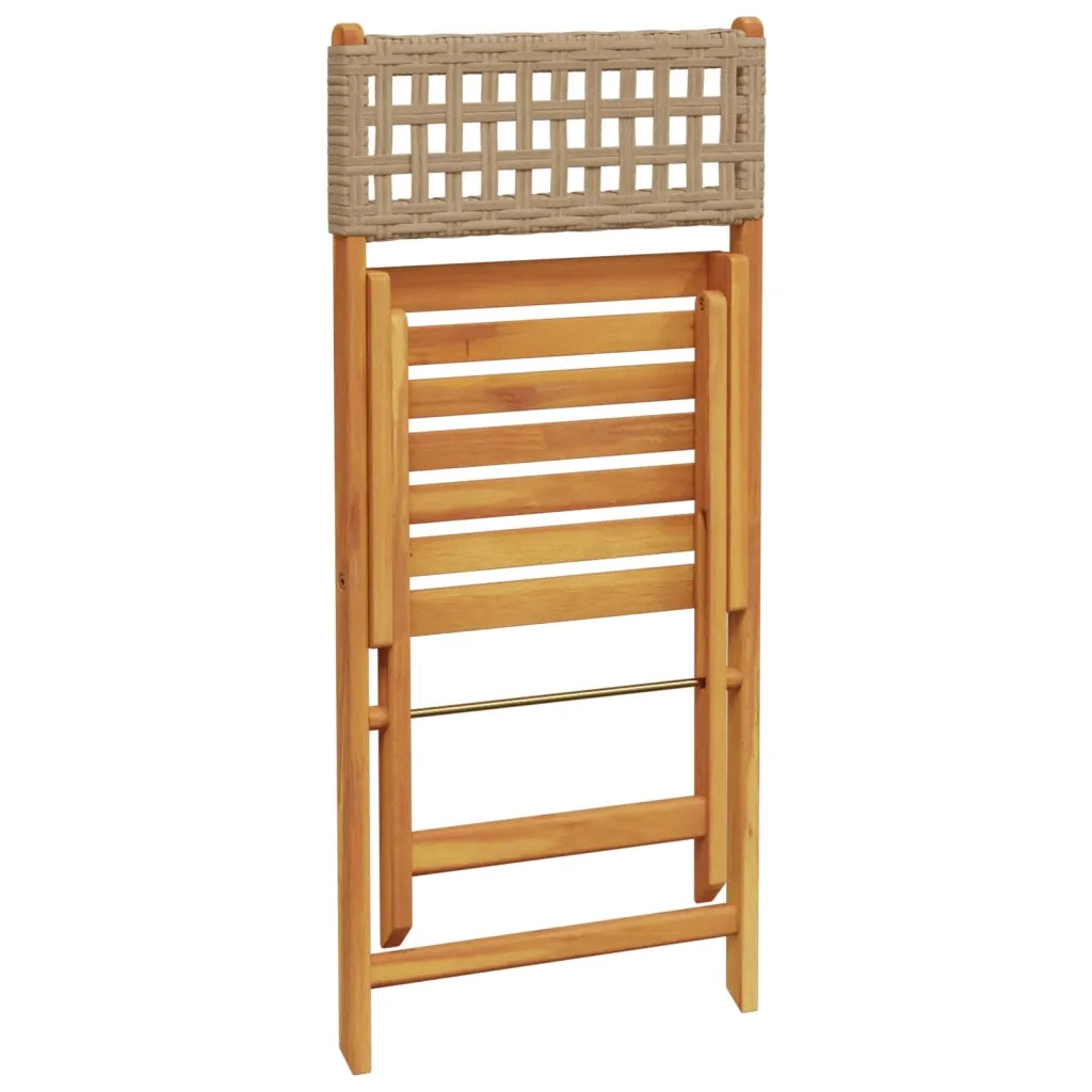 Set da Bistrot 3 pz | Set Salotto da Giardino Beige in Polyrattan e Legno Massello