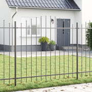 Recinzione da Giardino con Arco Grigia 11,9x1,5 m in Acciaio -
