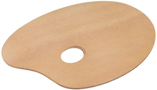 Palette per verniciatura in legno - Dimensioni 7,9"x11,8" - Forma ovoidale - Palette per verniciatura - Acquaragia - Acrilica - Spessore 6 mm