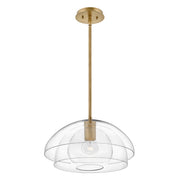Sospensione Contemporanea Lotus Acciaio Ottone Antico Vetro 1 Luce E27