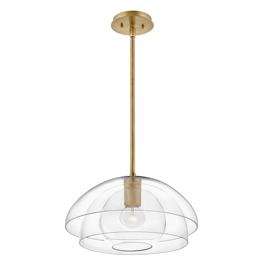 Sospensione Contemporanea Lotus Acciaio Ottone Antico Vetro 1 Luce E27