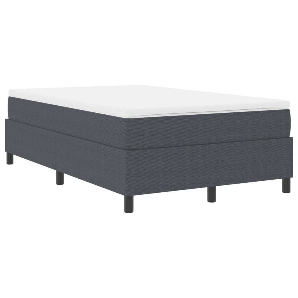 Letto a Molle Box Grigio Scuro Piccolo Doppio Tessuto Corduroy