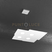PLATE SOSPENSIONE 4+2 LUCI BIEMISSIONE QUADRA BIANCO 1129-S4+2-BI