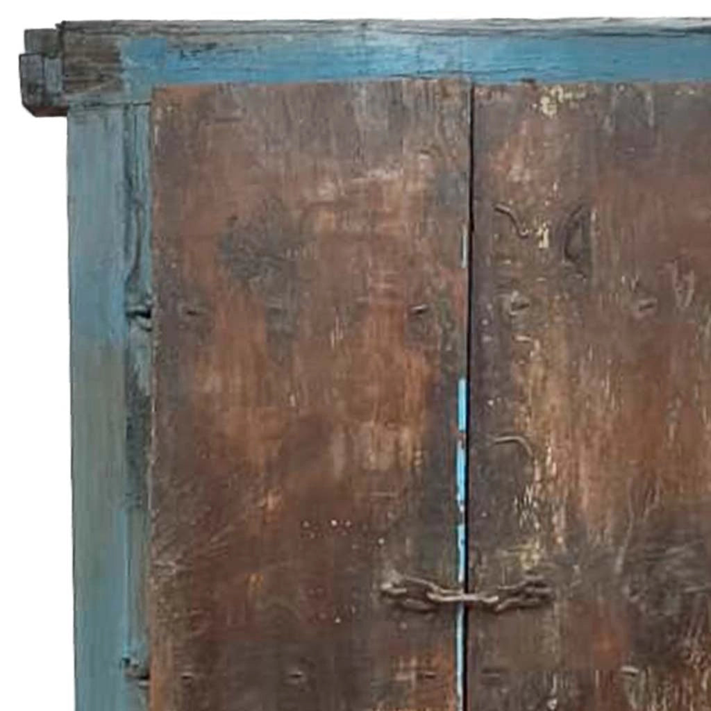 Finestra in legno con finitura artigianale blu, 181x8x166h cm